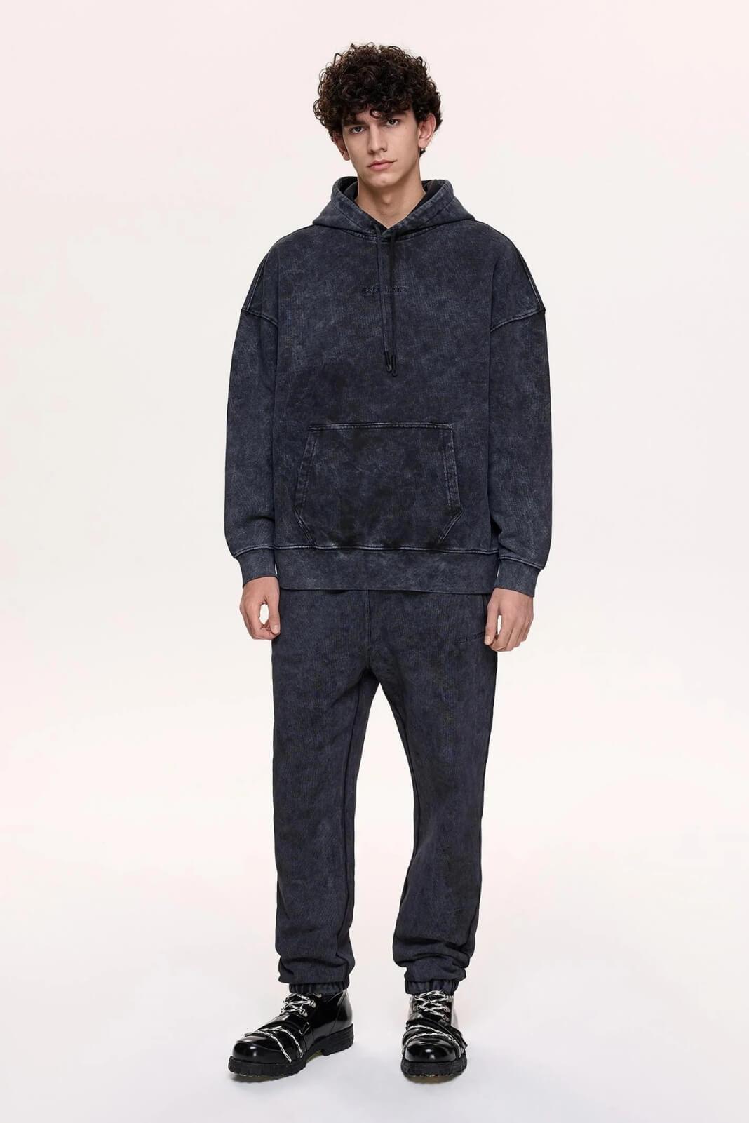 Oversize Fit Siyah Renkli Erkek Kapüşonlu Sweatshirt - OVERSIZED