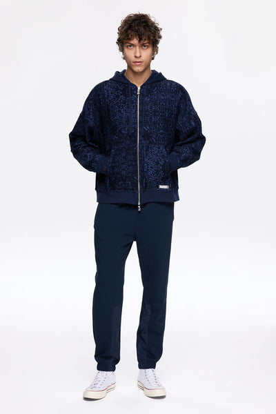 Boxed Oversize Fit Lacivert Renkli Erkek Fermuarlı Sweatshirt